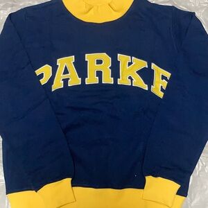 Parke Navy & Yellow color-Block Mock Neck Varsity Sweatshirt size Small / Medium